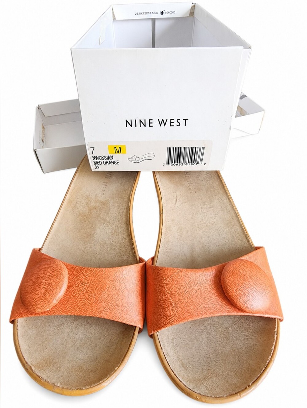 Nine West Orange Slide Sandals Size 7 M Platform Comfort Slides